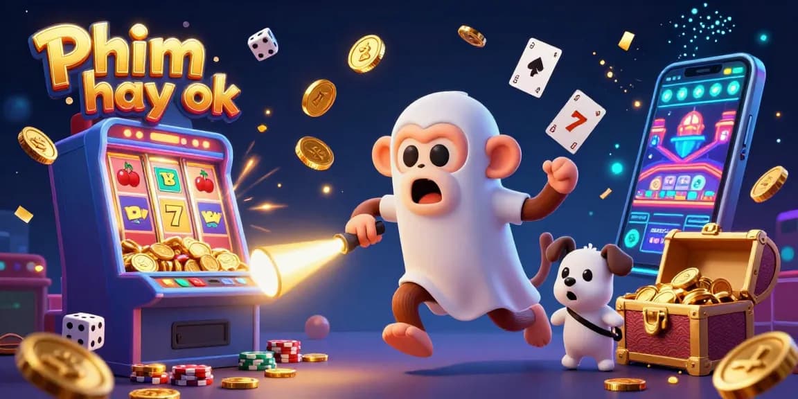 Experience the thrill of Phim hay ok as a playful poltergeist monkey juggles casino treasures in a bustling gaming scene.