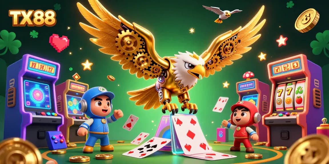 Experience thrilling action at TX 88 with a vibrant 3D casino scene featuring unique gaming elements.