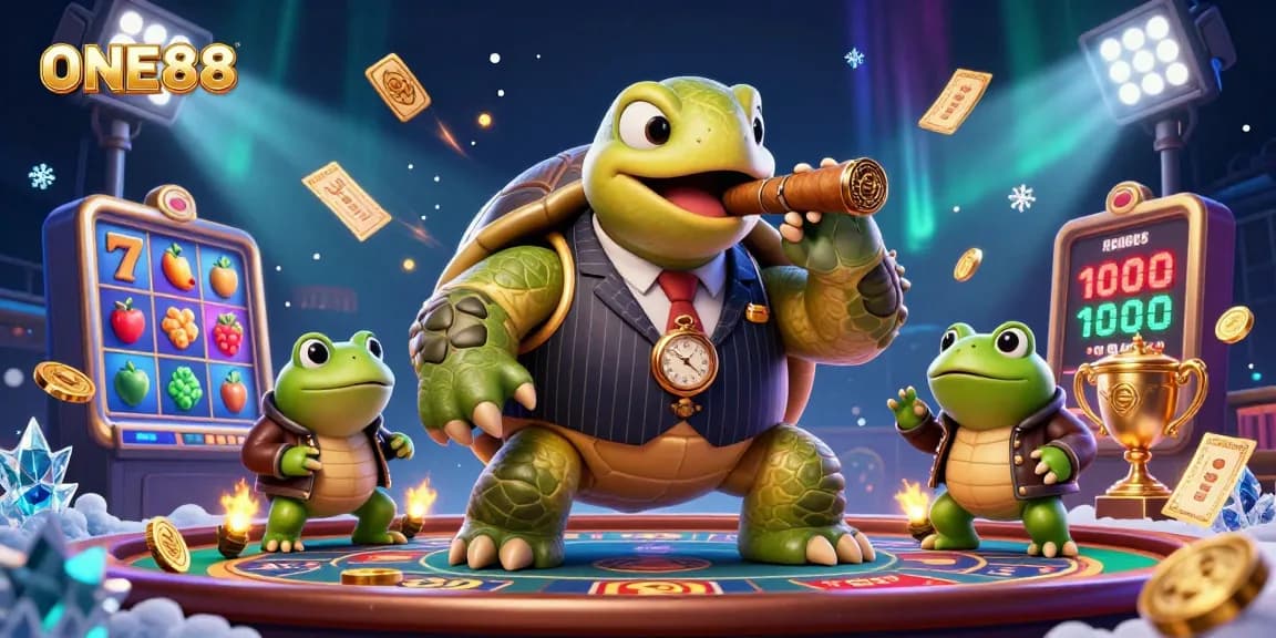 ONE88 engaging players with vibrant casino fun from a vintage mobster turtle and bullfrog enforcers