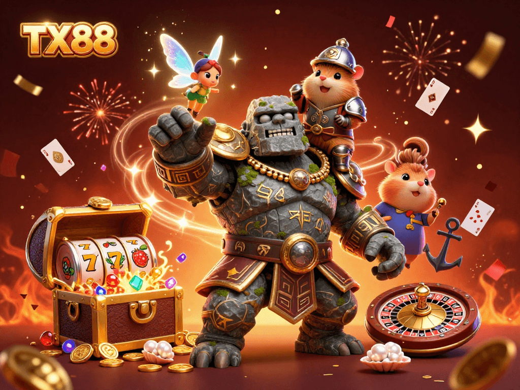 Experience the TX88 casino adventure with a magical golem & exciting game elements!