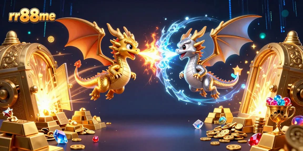 Experience thrilling gameplay with rr88me's dynamic casino illustration featuring legendary dragons and treasures.