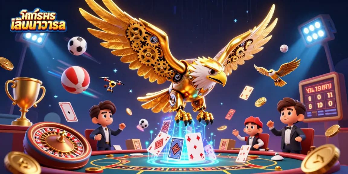 Experience ทดลองเล่นบาคาร่าsa with lively 3D casino characters amidst dynamic gaming elements and vibrant visuals.