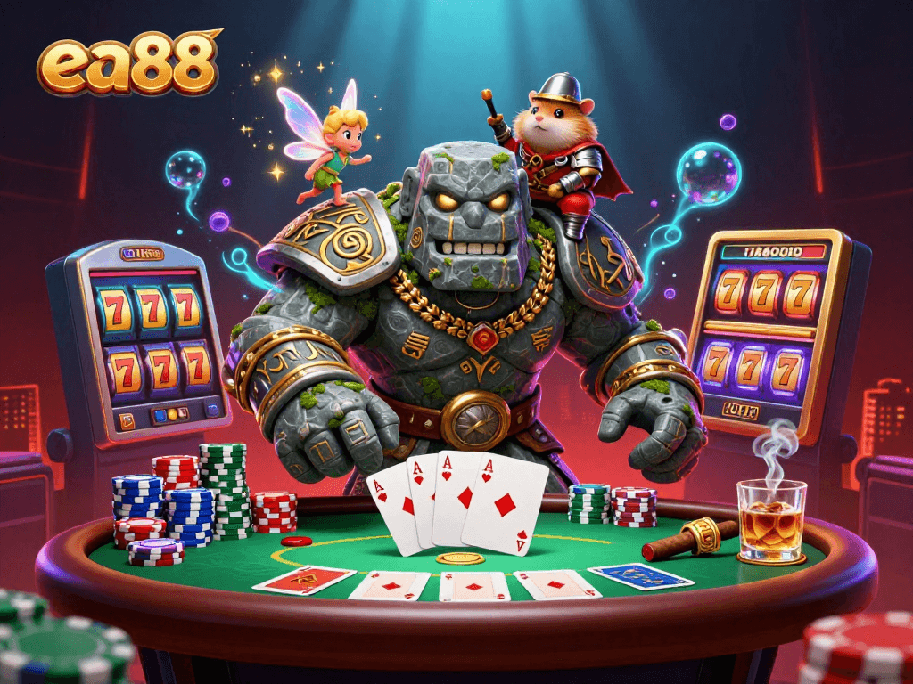ea88 players enjoy an immersive casino experience with vibrant 3D characters and gaming elements
