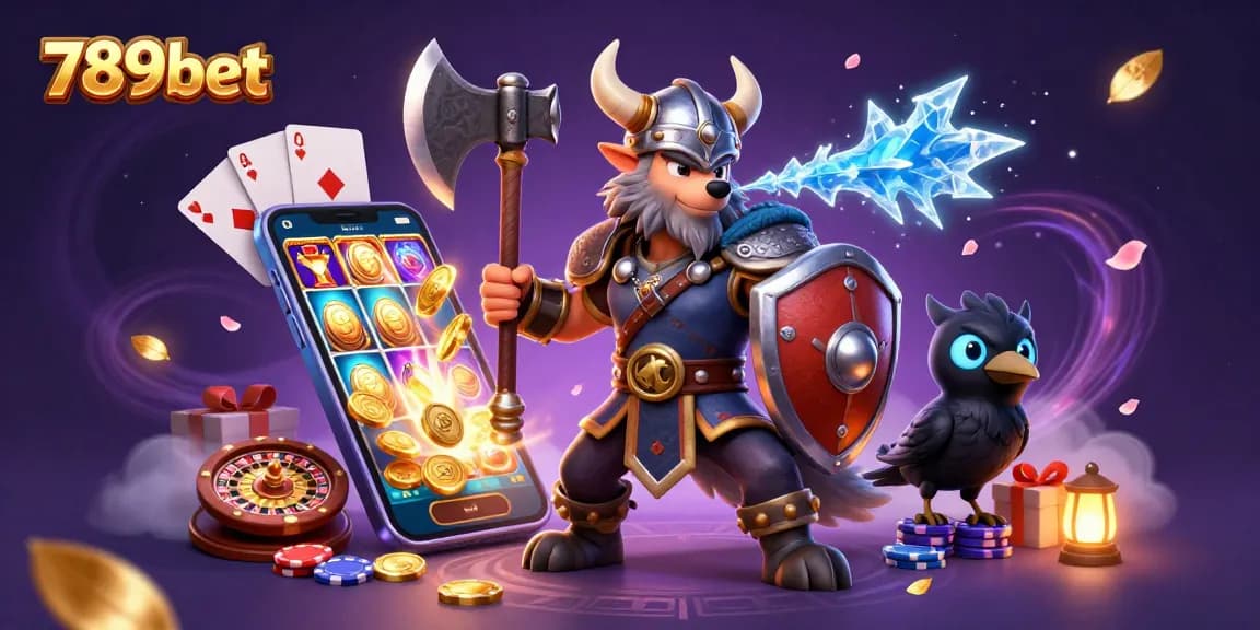 Play slots with 789bet and encounter 3D characters in a vibrant casino scene.