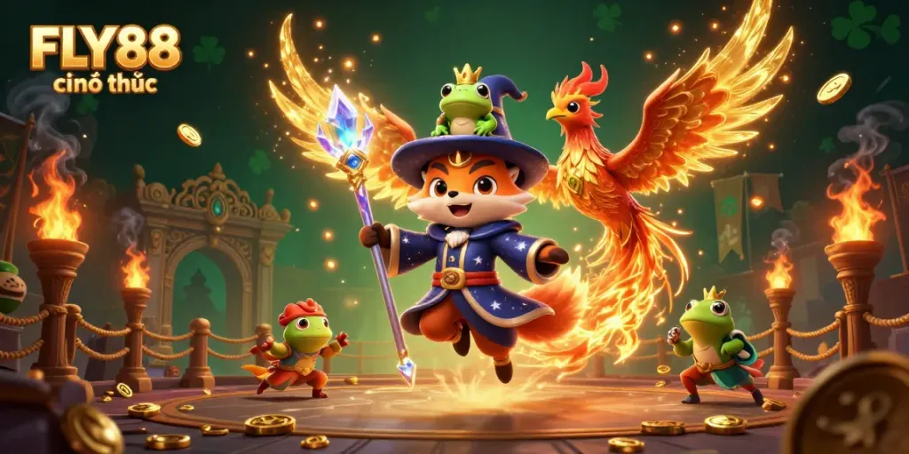 Experience the excitement of FLY88 chính thức with engaging characters and vibrant casino elements.