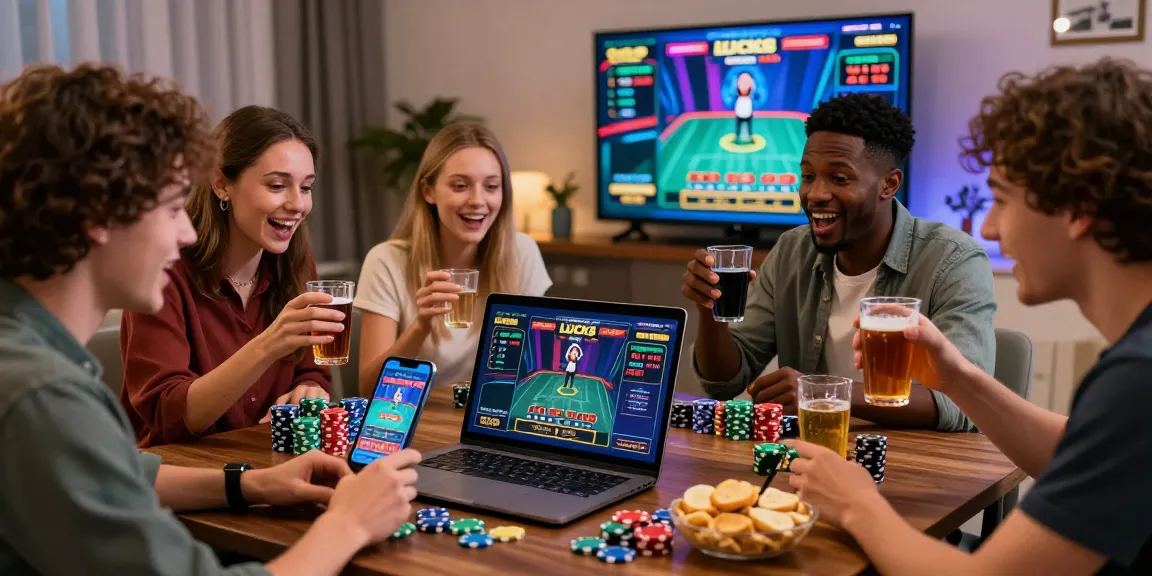 LUCK8 friends enjoying an exciting live casino game together in a cozy atmosphere