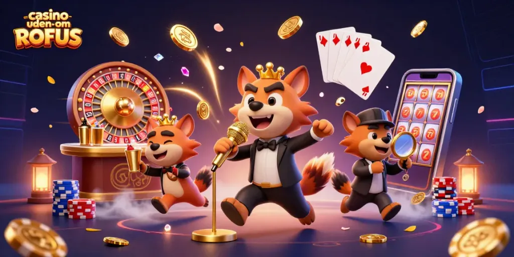 Enjoying games at a casino uden om ROFUS with charming hyenas in a lively comedy setting.