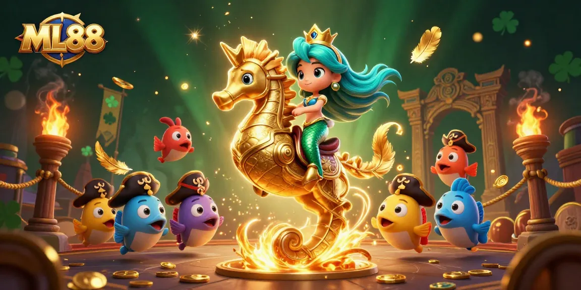 Experience thrilling gameplay with ML88 in a vibrant underwater casino scene featuring a mermaid princess.