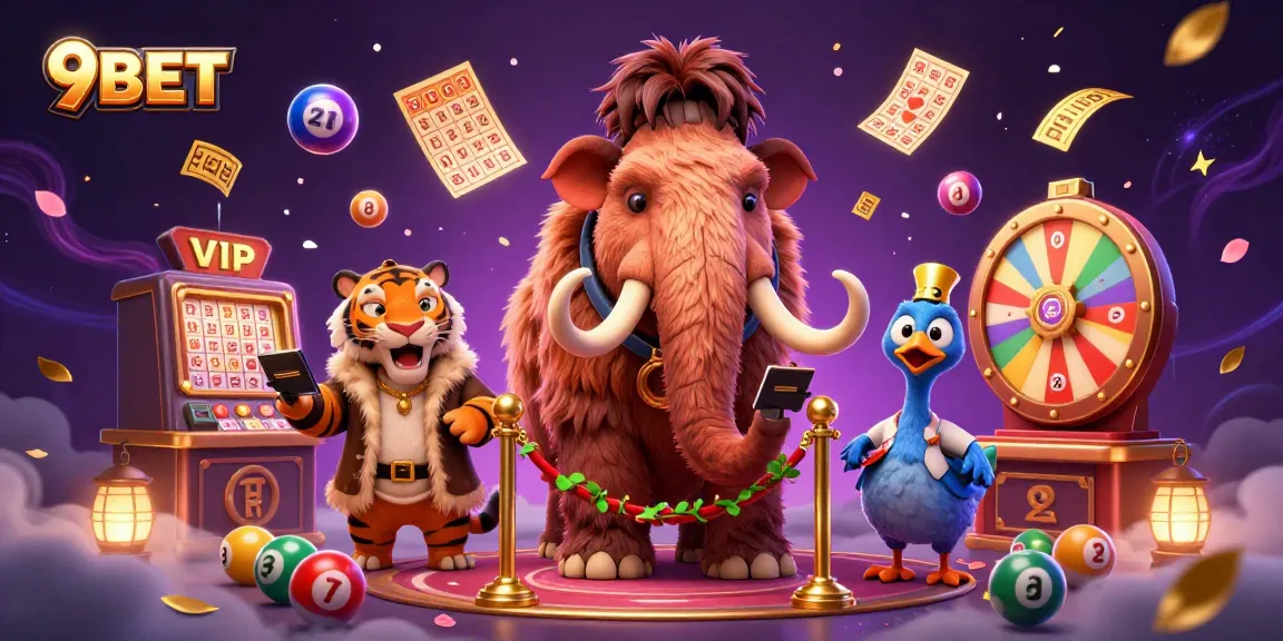 Experience thrilling games with 9BET at a vibrant casino scene featuring dynamic lottery elements.