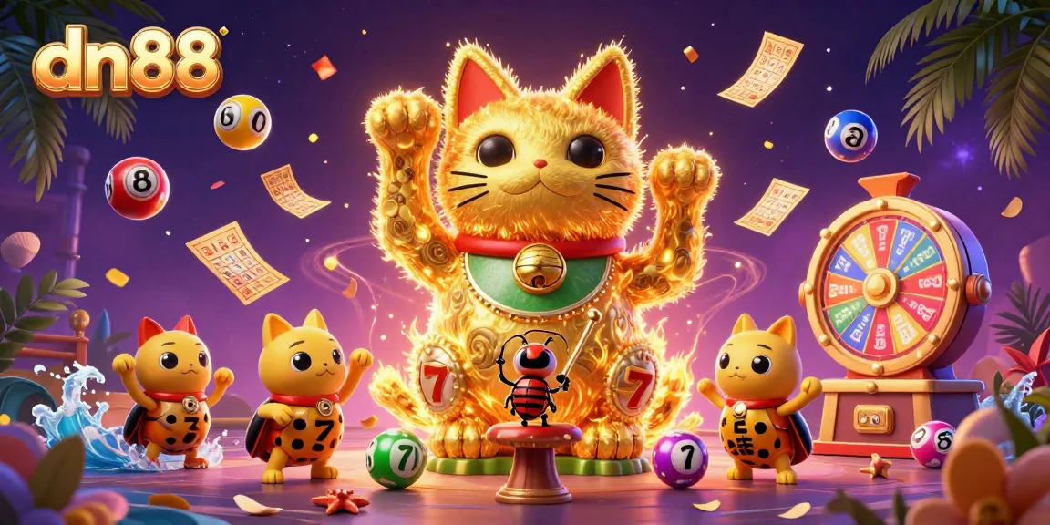 Experience the vibrant gaming scene at dn88 with golden fireflies and dynamic casino elements.