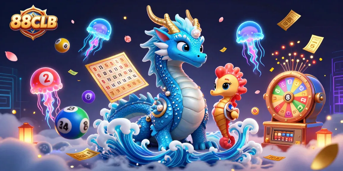 Engage with 88CLB's dynamic lottery gaming experience featuring a vibrant illustration.