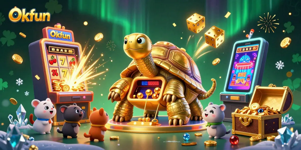 Engage in thrilling gameplay at Okfun with lively slot machines and a vibrant casino scene.