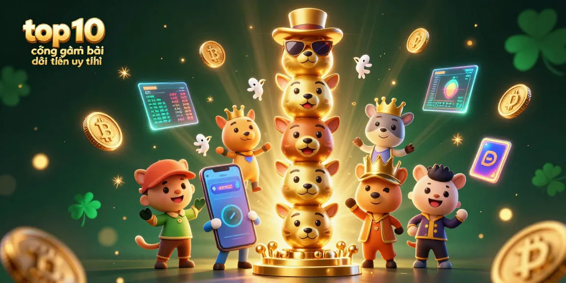 Engage with the top 10 cổng game bài đổi thưởng uy tín through vibrant gaming illustrations.