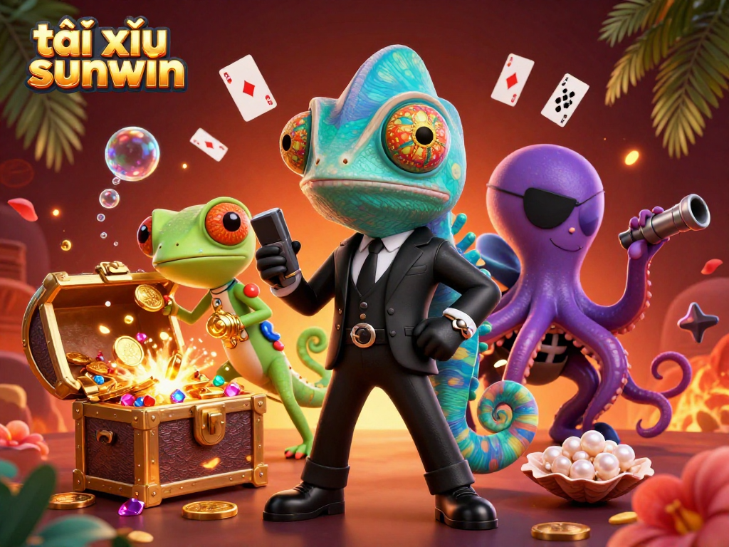 Experience the thrill with tài xỉu sunwin, featuring colorful characters in a vibrant underwater scene.