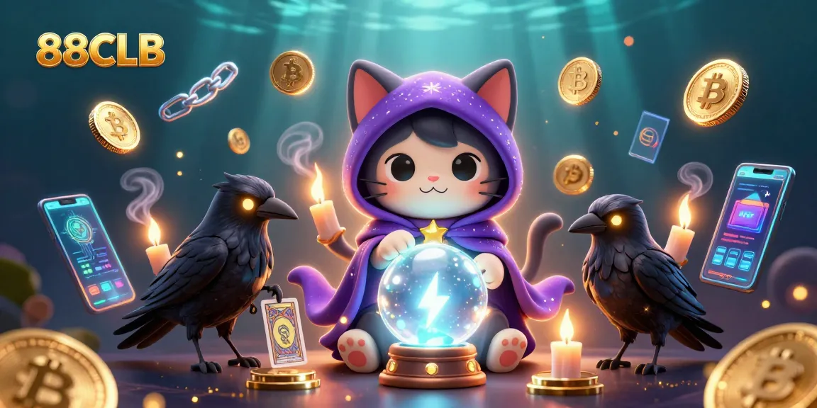 Engage with 88CLB's vibrant online casino world through a mystical 3D illustration featuring interactive game elements.