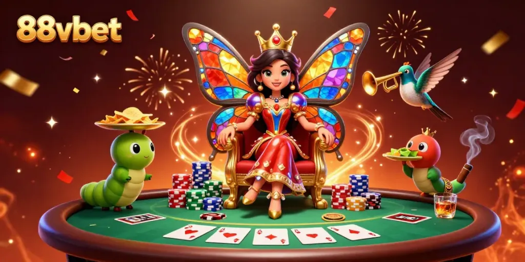 Experience the vibrant world of 88vbet casino with dazzling characters and gaming excitement.