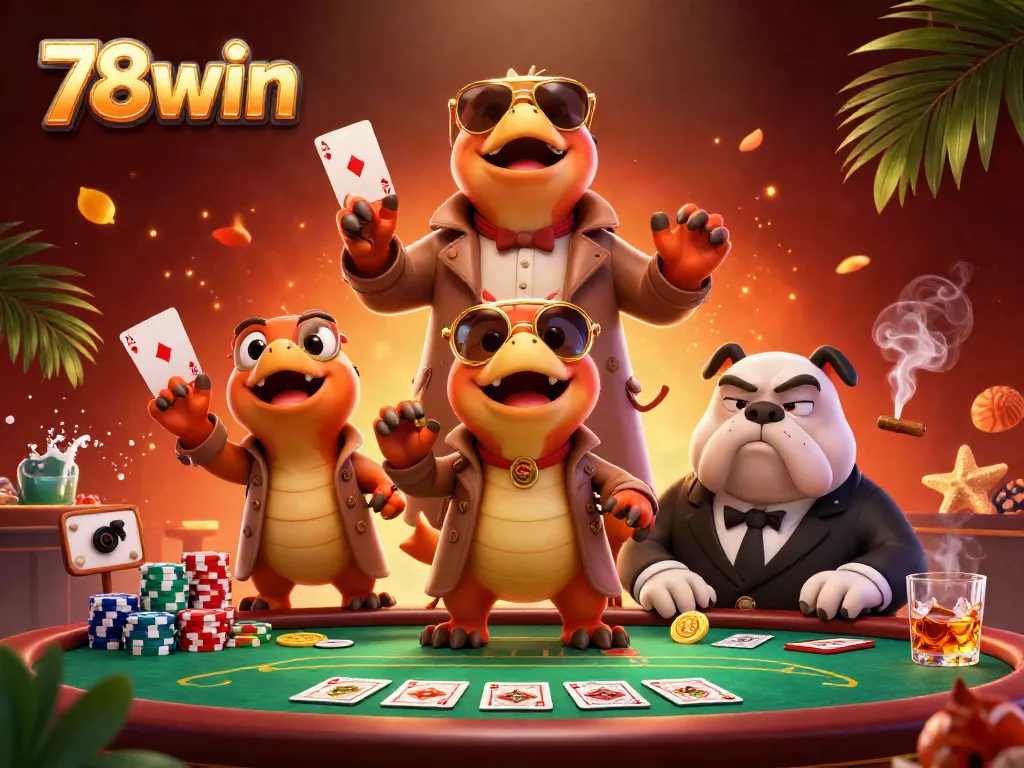 Experience gaming excitement with 78win as three raptors in disguise attempt to enter a VIP casino lounge.