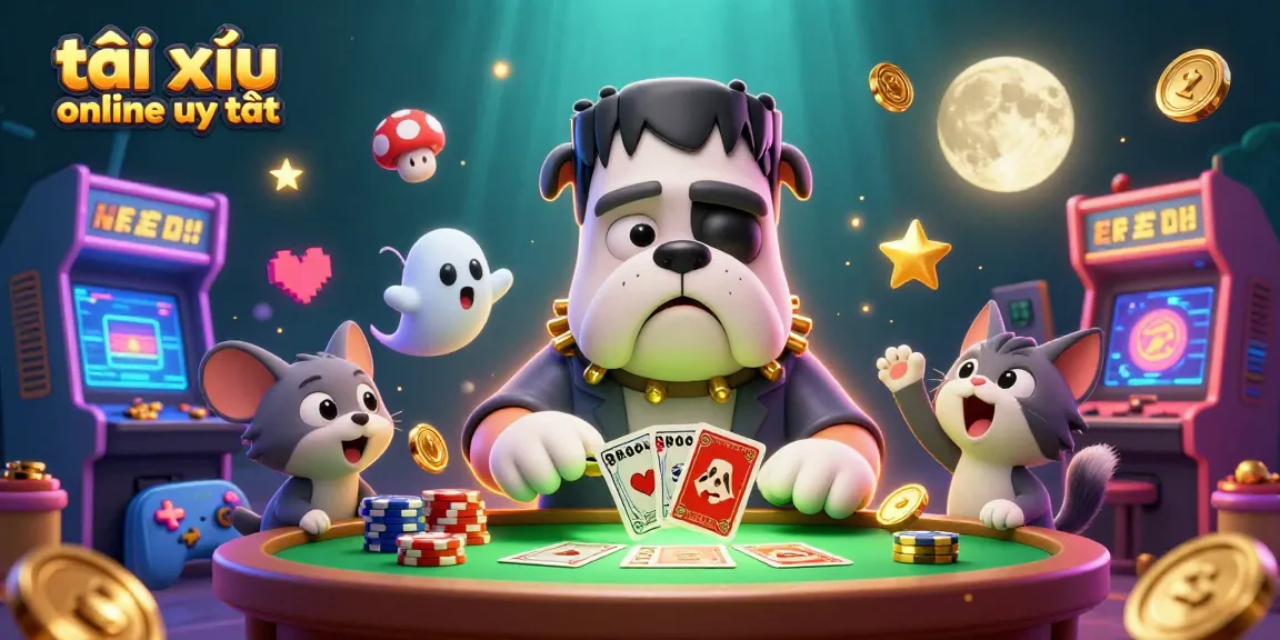 Experience the thrill of tài xỉu online uy tín with unique characters playing at a vibrant casino setting.