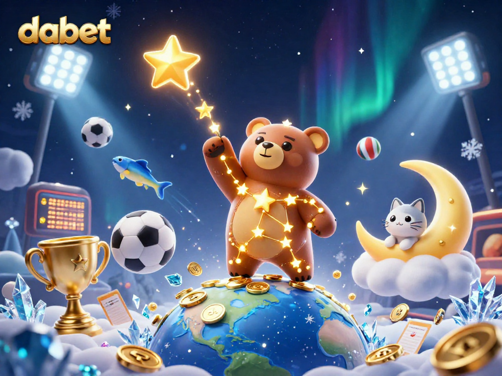 Experience thrilling gaming with dabet as golden stars scoop coins amidst dynamic sports elements.