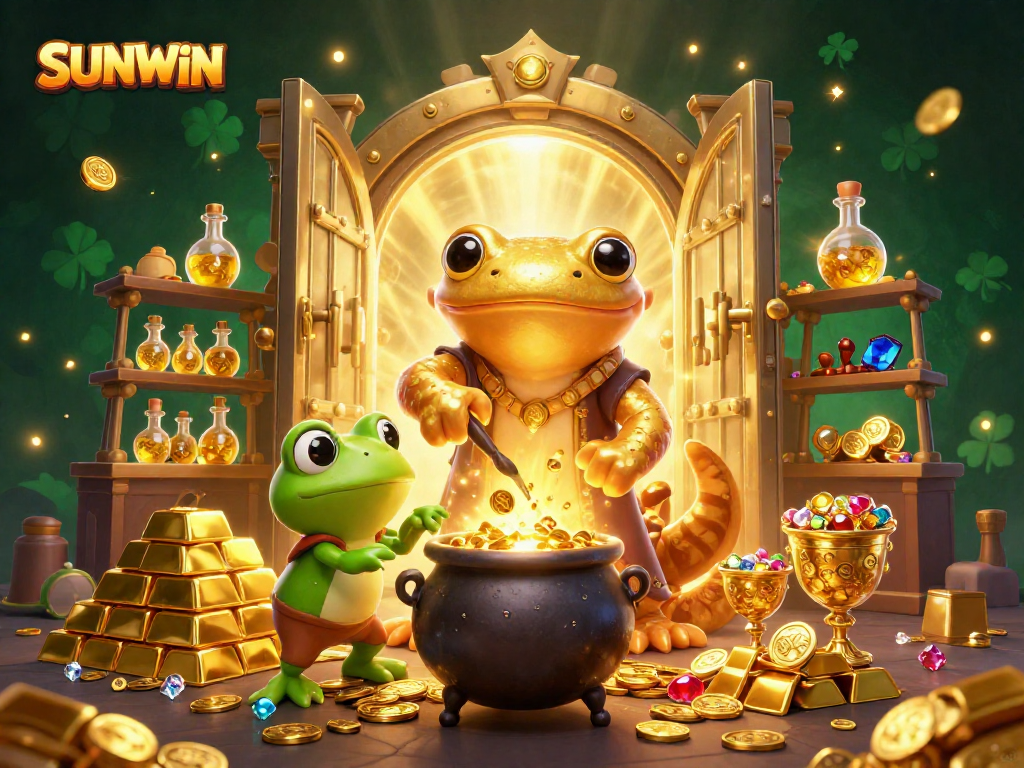 SUNWIN players enjoy an enchanting casino scene with magical creatures creating fortunes.