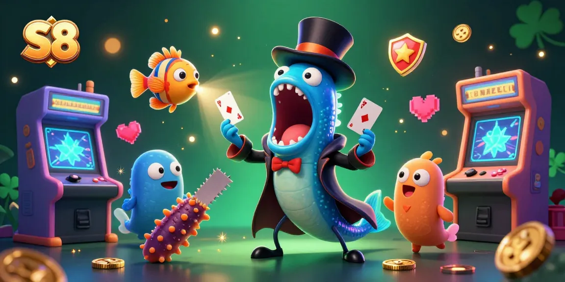 Experience thrilling games at S8 with an entertaining scene featuring a magical eel and anglerfish!