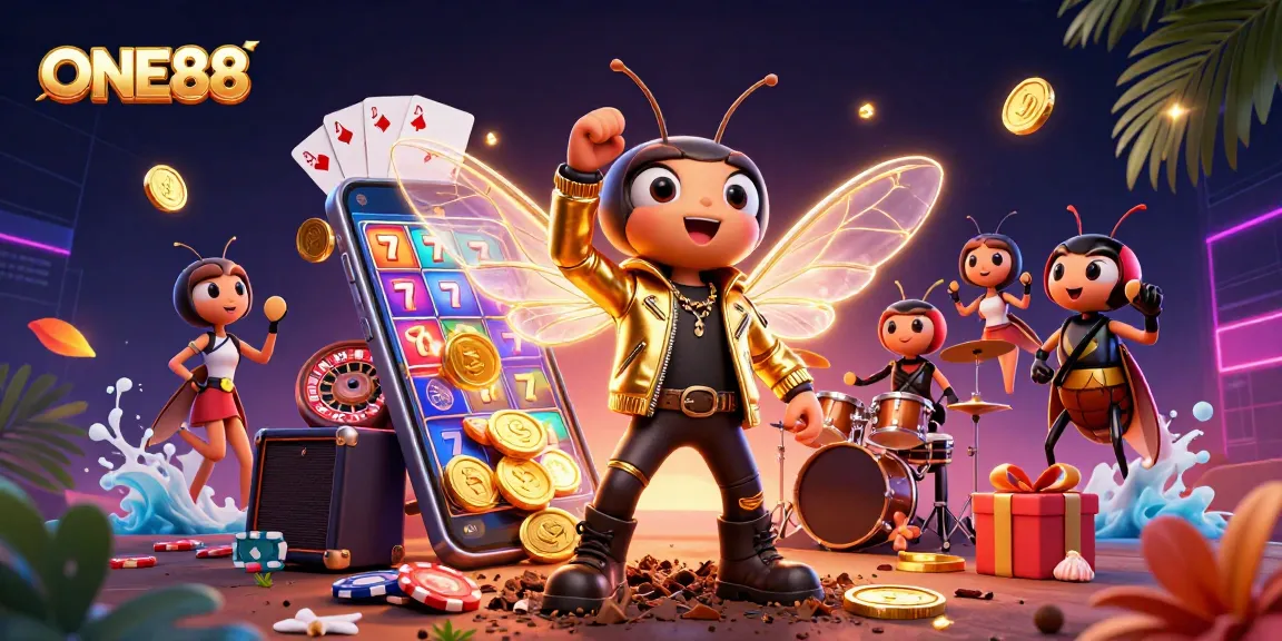 Engage with the thrilling ONE88 gaming experience featuring captivating slots and vibrant casino elements.
