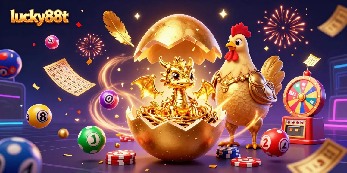 Experience fortune with lucky88t as the golden dragon emerges from a treasure of casino chips.