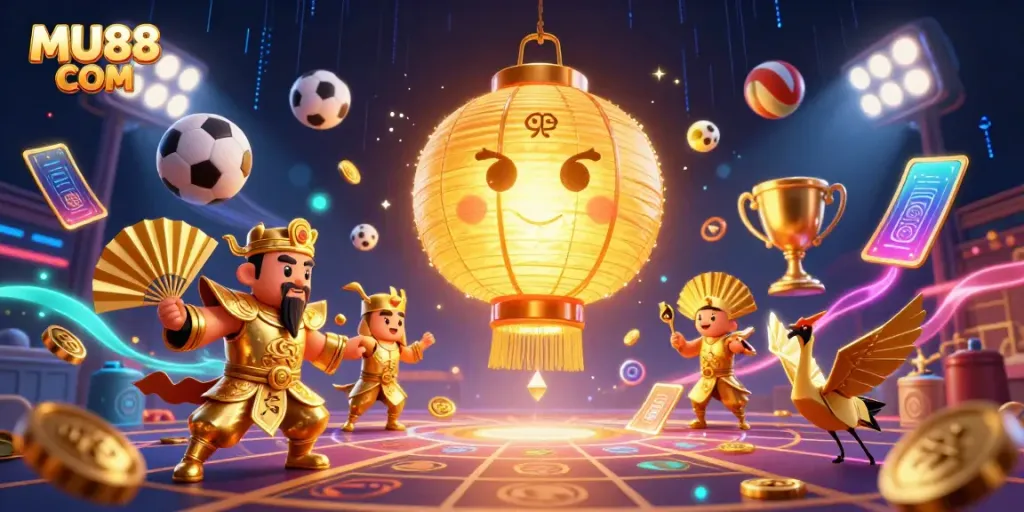 Experience vibrant gameplay with MU88 COM's dynamic casino atmosphere showcasing golden elements and action.