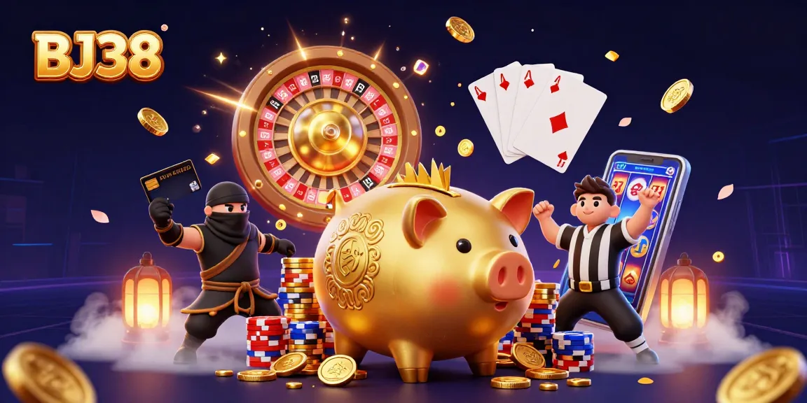 Experience the excitement of BJ38 with dynamic casino-themed characters and elements in an ultra-detailed scene.