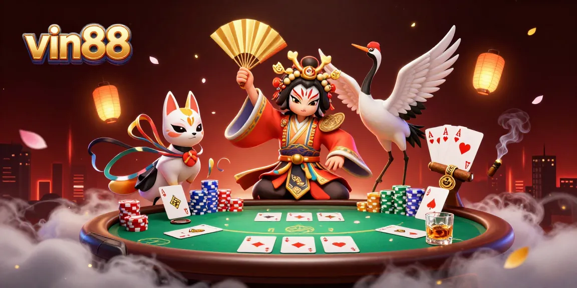 Engage in thrilling gameplay at vin88 with colorful poker chips and extravagant casino elements.