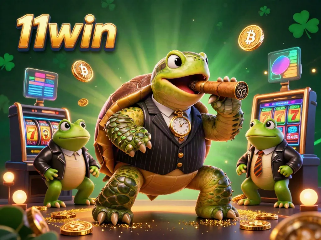Engage in thrilling 11win casino adventures with massive cartoon characters in a vibrant gambling scene.