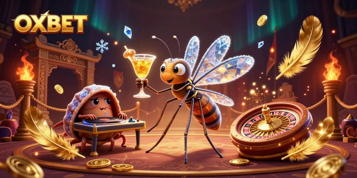Experience the thrill of OXBET with a vibrant casino scene featuring dynamic characters and gambling elements.