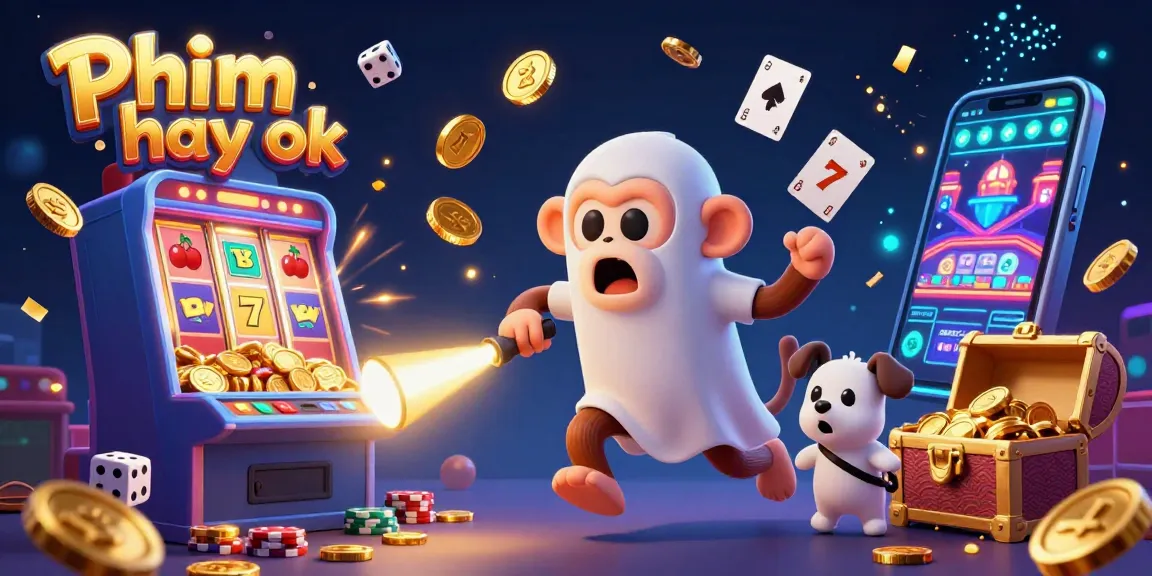 Experience the thrill of Phim hay ok as a playful poltergeist monkey juggles casino treasures in a bustling gaming scene.