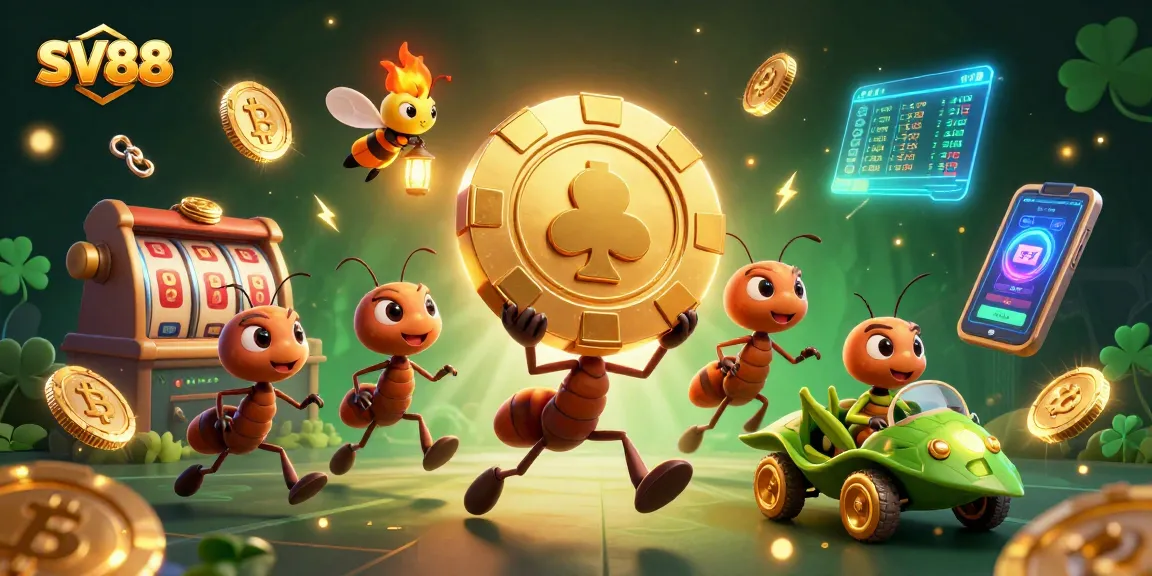 Engage in thrilling gameplay at SV88 with ants on a heist featuring poker chips and neon crypto.