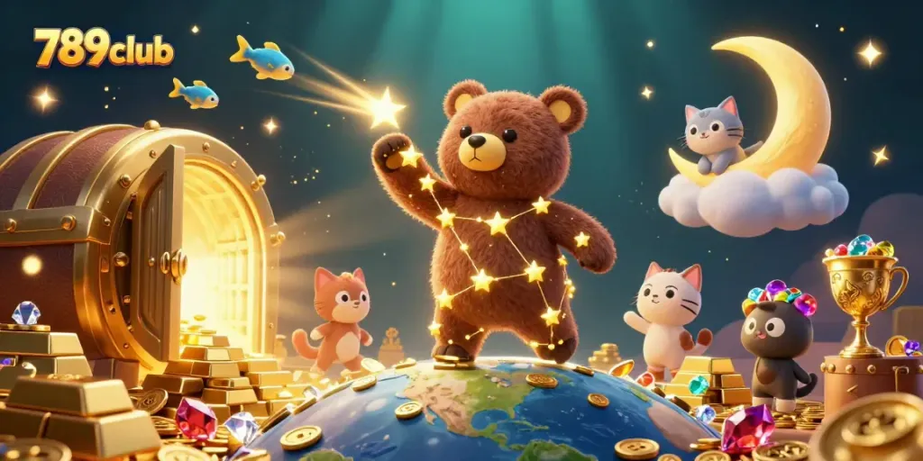 Experience the excitement of 789club with vibrant 3D gaming elements and a celestial theme.