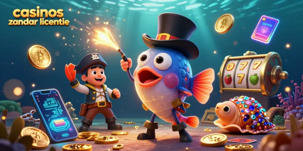 Gok bij casino's zonder licentie met een betoverende zeewereld vol muntstukken en unieke karakters.