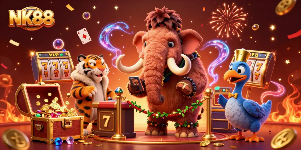Join the fun at NK88 Casino with engaging characters and vibrant gambling elements.