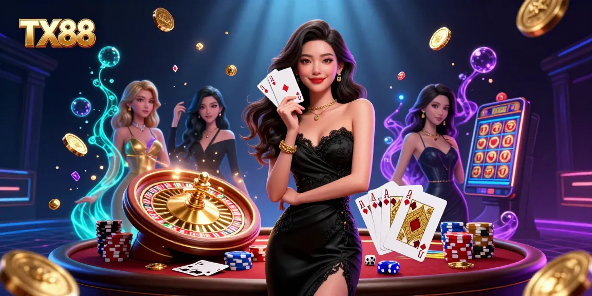 Win big at TX88 with an elegant Asian dealer, high-stakes cards, and vibrant casino ambiance.