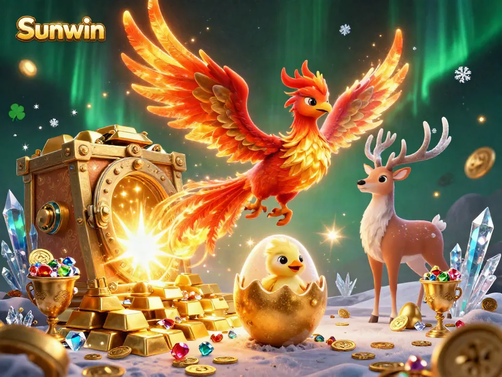 Experience thrilling gameplay at Sunwin with treasure-filled scenes and iconic casino elements.