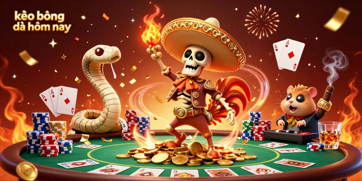 Experience kèo bóng đá hôm nay with vibrant celebration featuring unique characters in a dynamic casino scene.