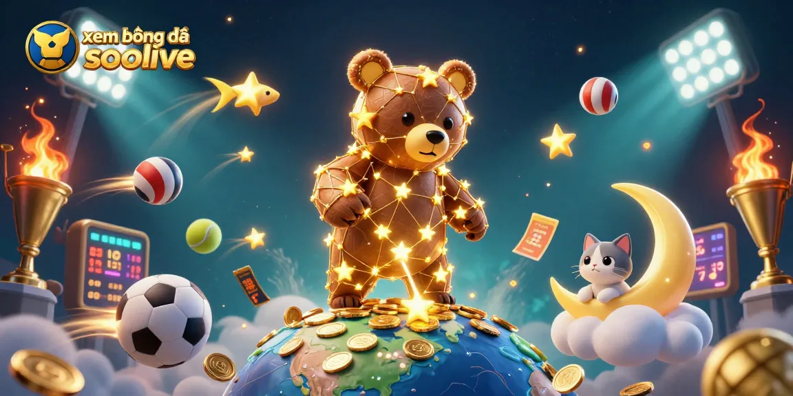 Experience xem bóng đá socolive with dynamic sports-themed elements and engaging characters in a vibrant scene.