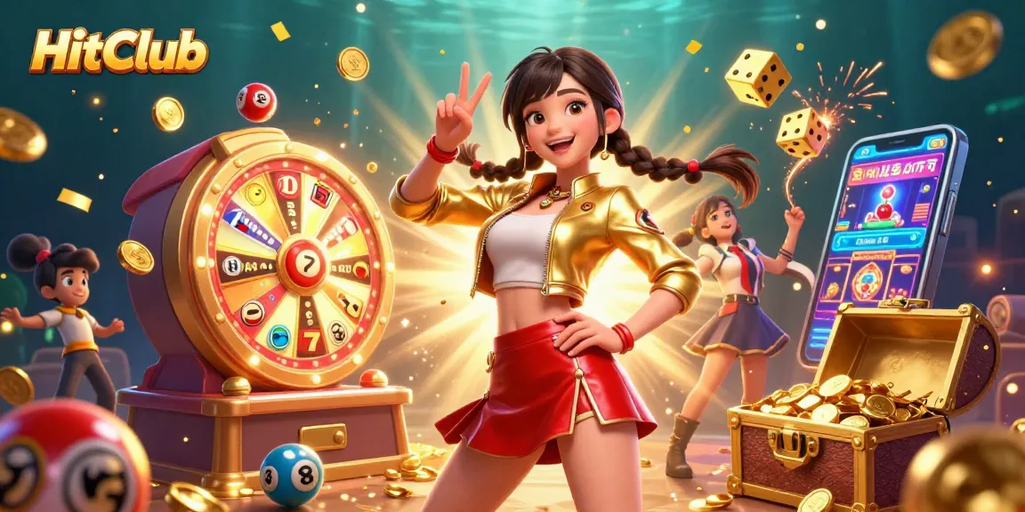 Play thrilling games at HitClub with vibrant scenes of slots, jackpots, and excitement.