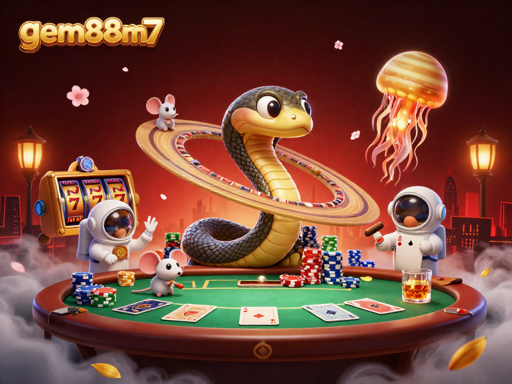 Experience gambling excitement with gem88m7 as tiny astronaut mice bet on a cosmic roulette scene.