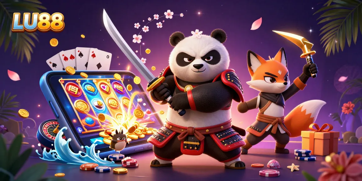 Experience thrilling gameplay with LU88’s captivating characters and casino elements in a vibrant 3D scene.