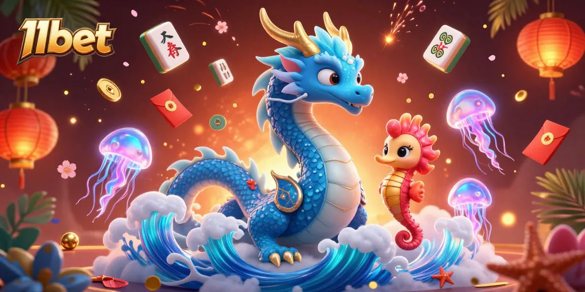 Experience the thrill of 11bet with a vibrant 3D casino scene featuring ocean-themed characters.