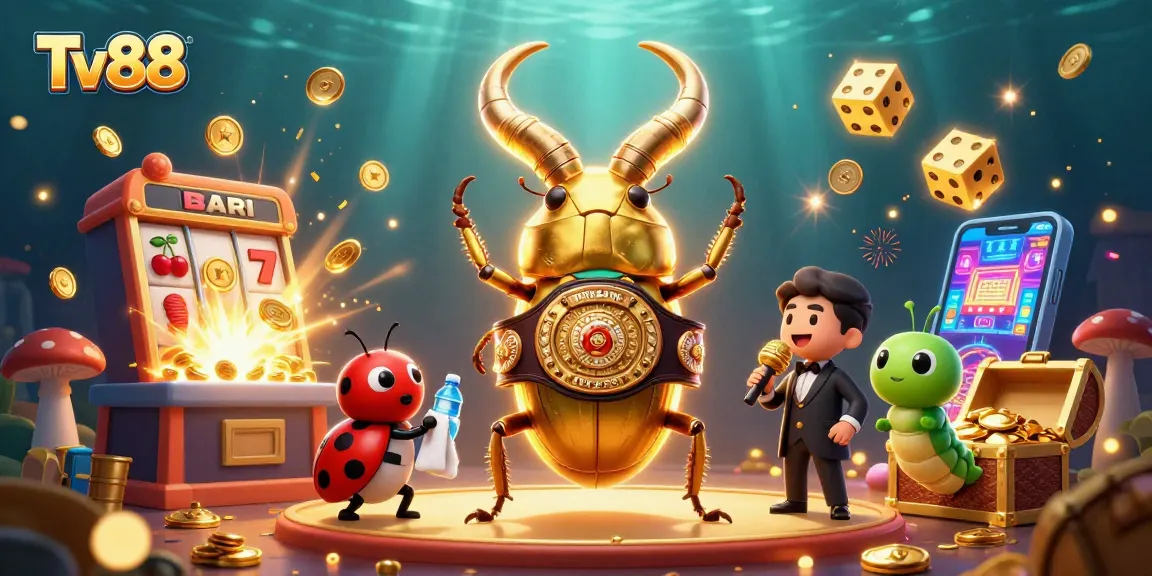 Engage in thrilling casino games at Tv88 with vibrant slot machines and energetic characters.
