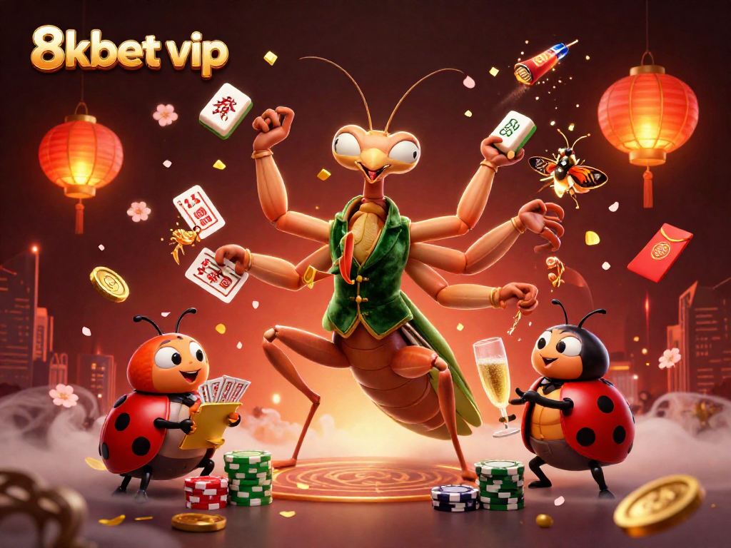 Engage with 8kbet vip through an immersive, animated casino scene featuring unique game elements.
