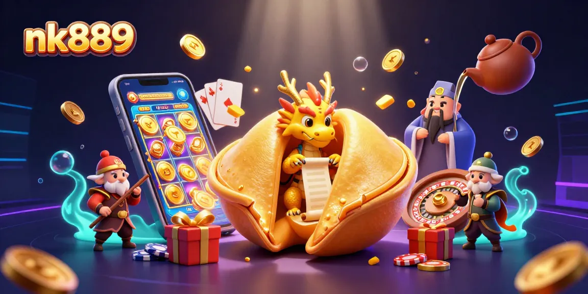 Experience exciting gameplay with nk889 at this vibrant online casino scene featuring engaging slot games and whimsical characters.