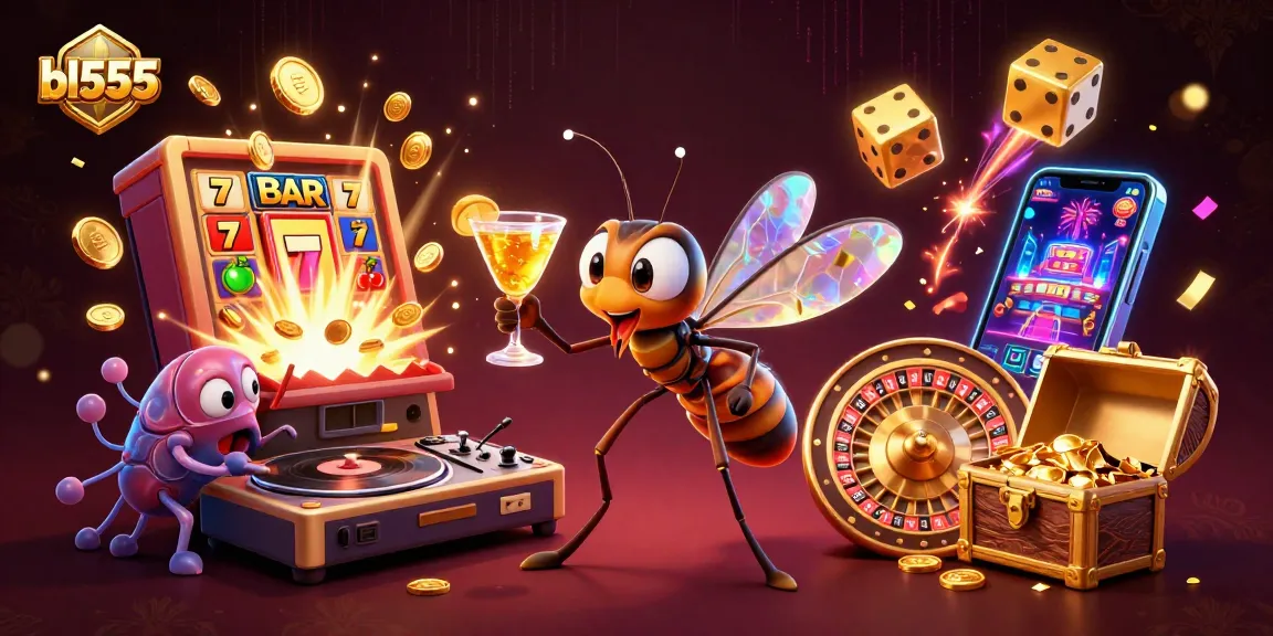 Experience the excitement of bl555 with a thrilling casino scene featuring unique characters and vibrant gaming elements.