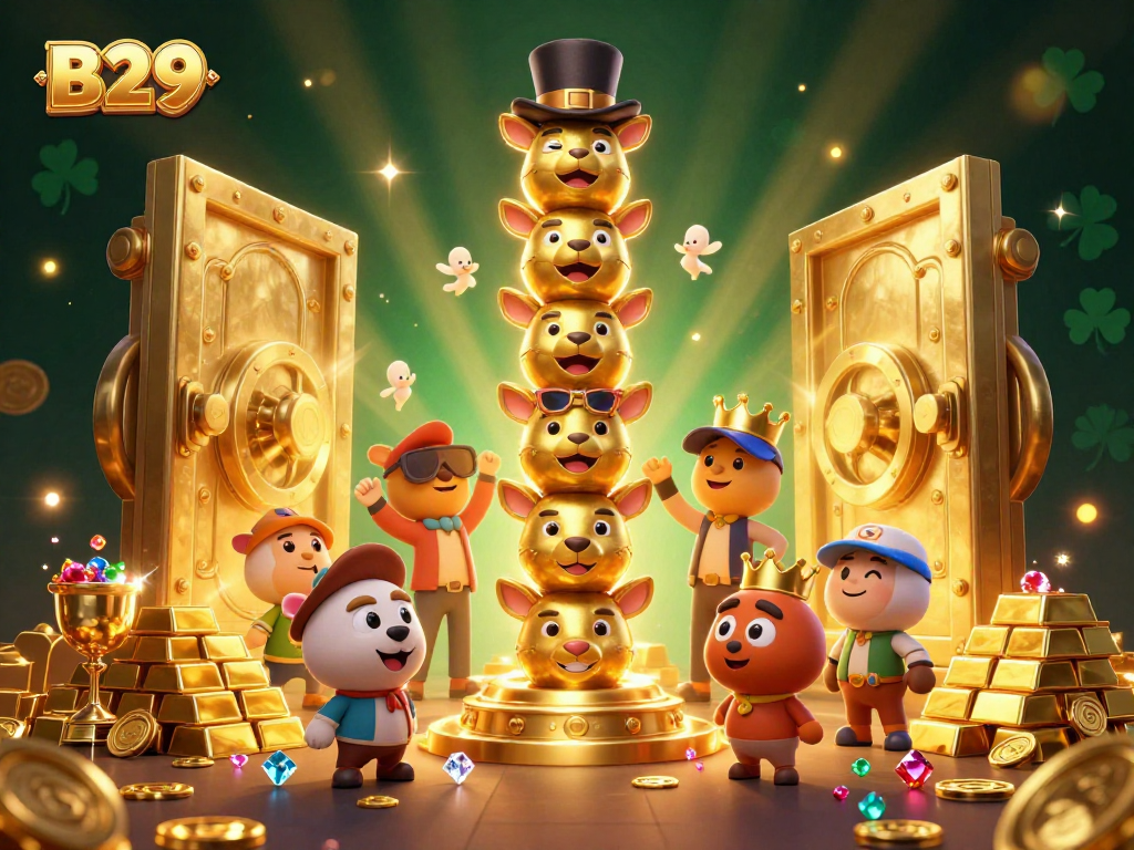 B29 elevates your gambling experience with vibrant, dazzling casino elements and a lively golden totem.